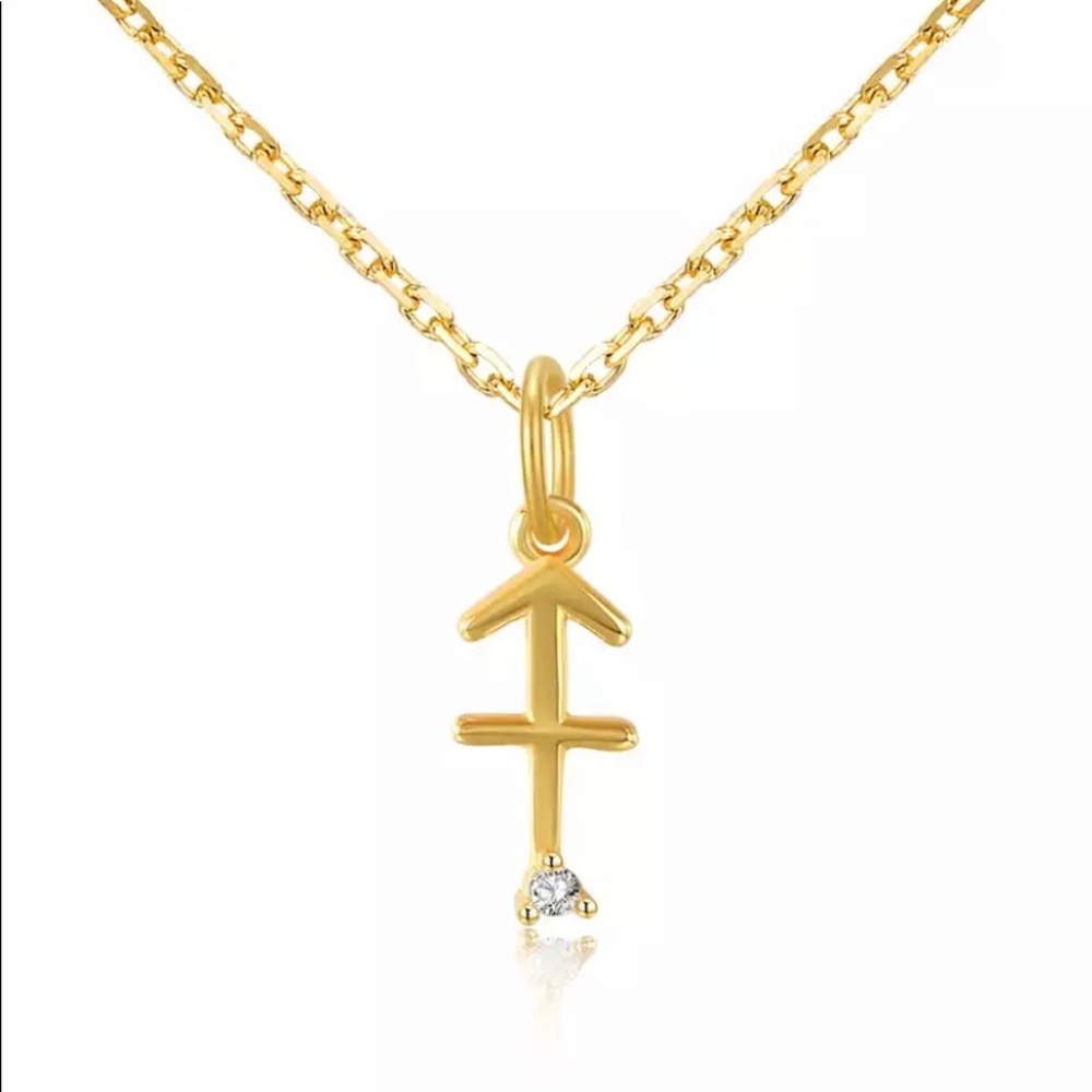 Minimalist Sagittarius Zodiac gold 925 sterling small dainty Necklace horoscope